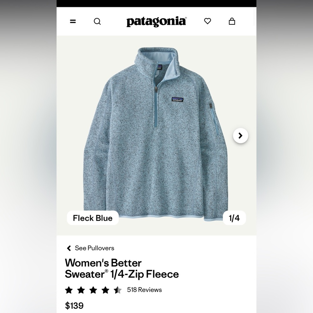 Patagonia Women’s Better Sweater 1/4 Zip Teal